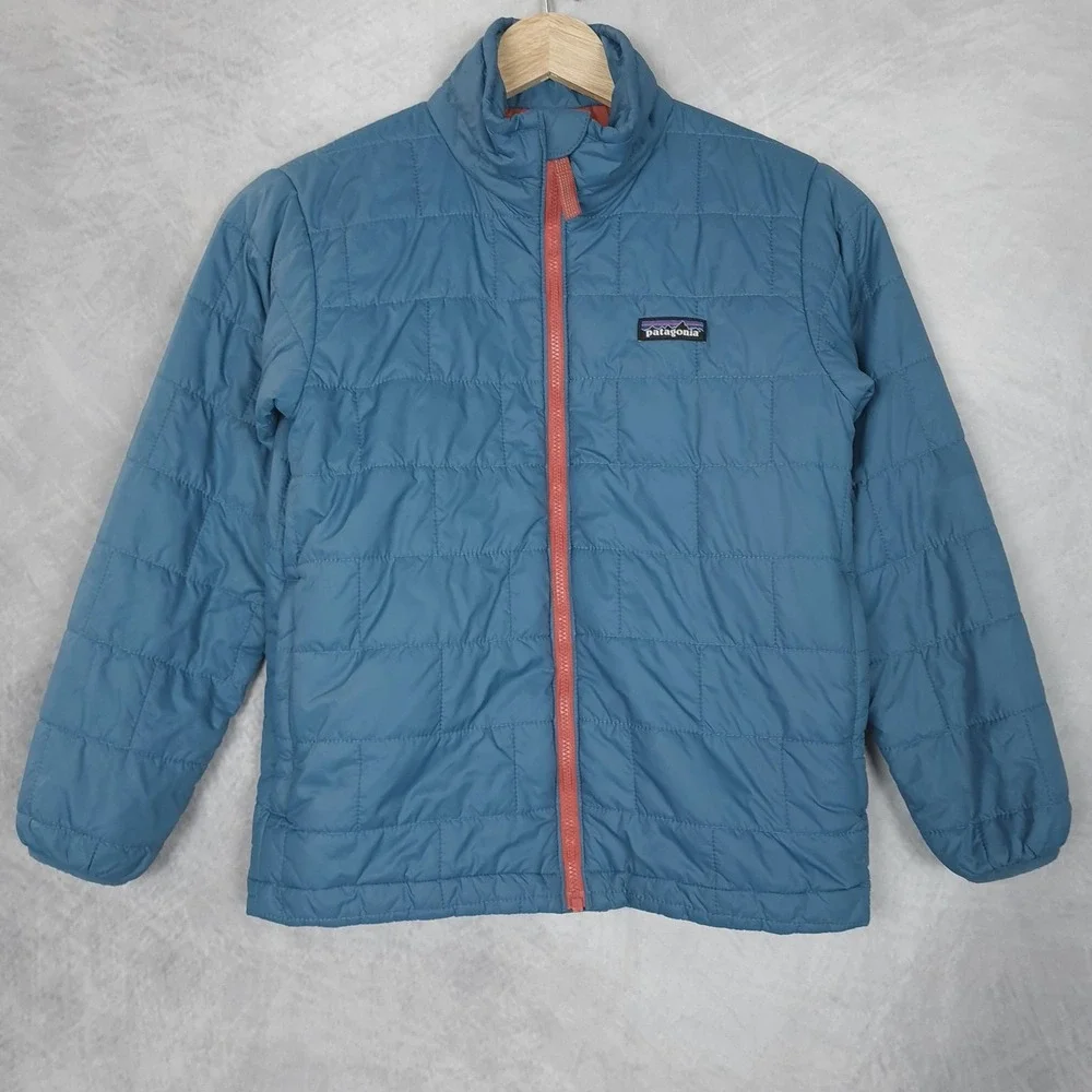 Patagonia Jacket Kids Small 7-8 Blue Nano Puff Brick Quilted PrimaLoft Insulated